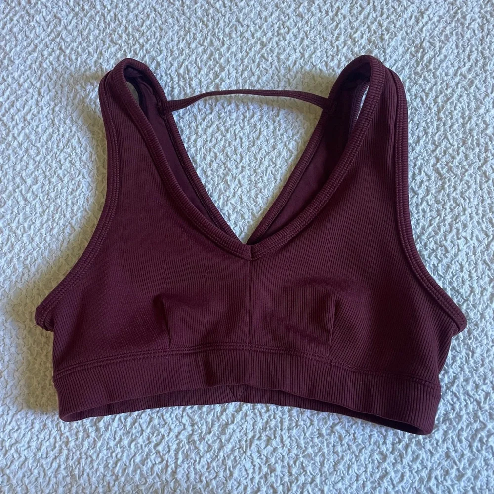 Alo Yoga Togetherness Bra Black Cherry Burgundy Size Small